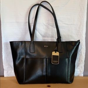 Ralph Lauren Black Leather Satchel Purse